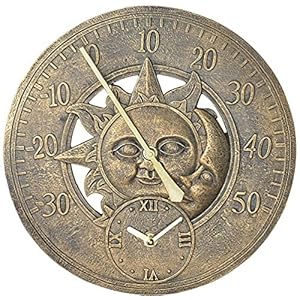 Yard Thermometer Klok Outdoor Vintage Muur Station Klok Decoratieve Retro Opknoping Klok Waterdichte Hars