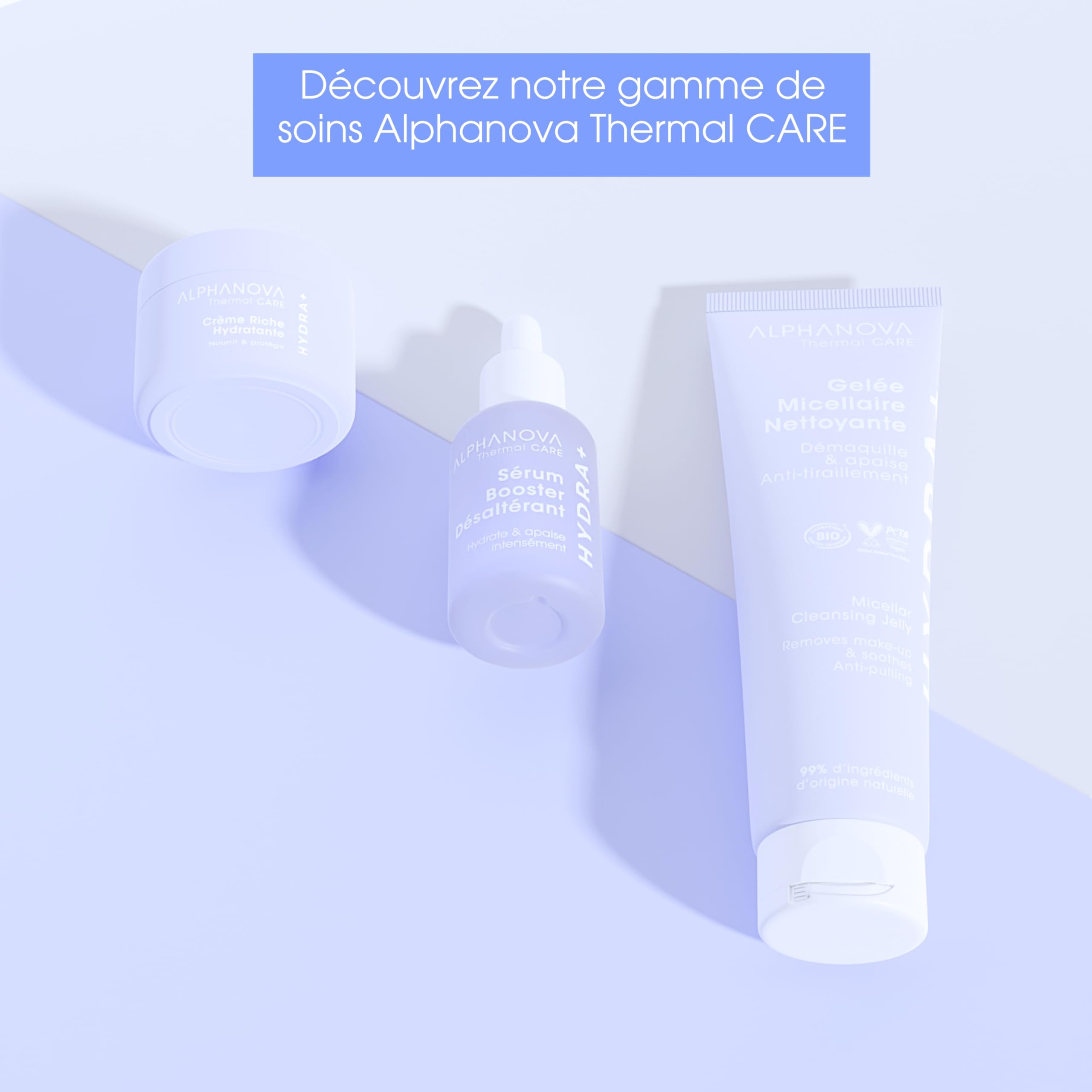ALPHANOVA THERMAL CARE - Gelée Micellaire Nettoyante démaquillante HYDRA+ - Acide hyaluronique - Naturelle - Certifiée Bio - 150ml