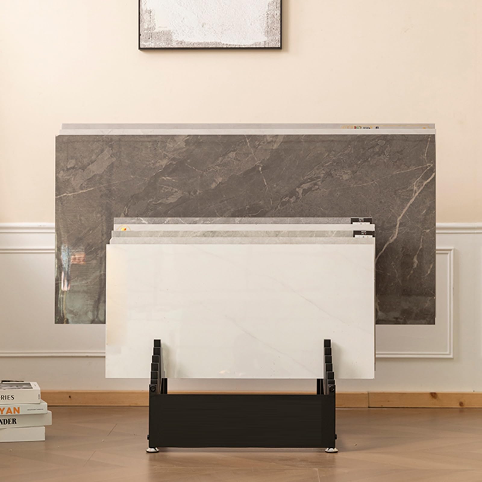 Espositore per Pavimento in Metallo Supporto per Porta Campioni Espositore per Piastrelle Espositore per Campioni di Piastrelle per Pavimenti in Metallo a 10 Livelli Risparmia Spazio(28x67x50.5cm)