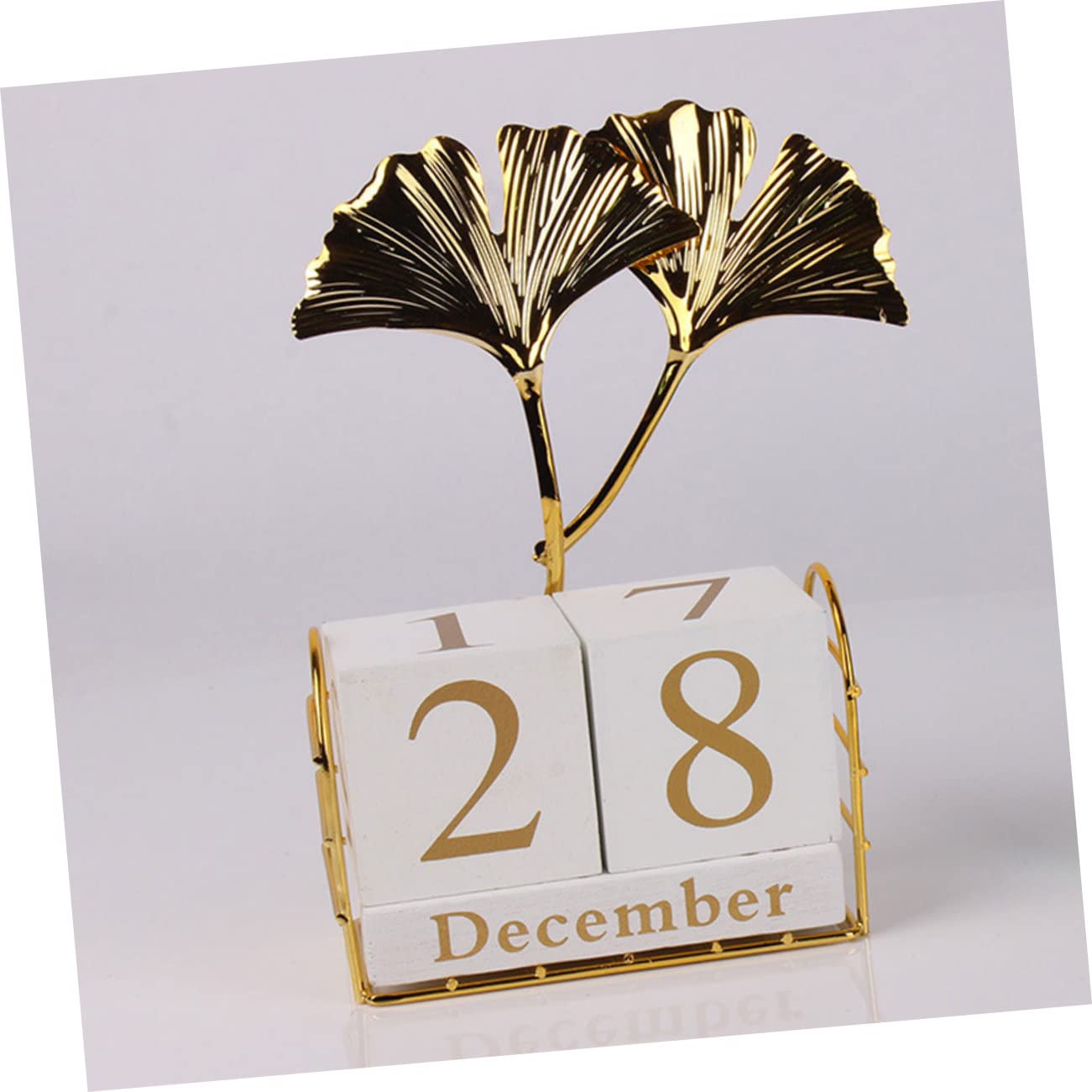 Tofficu Calendario Perpetuo da Tavolo Blocchi di Legno Calendario da Scrivania per Ufficio Visualizzazione Giorno e Mese Decorazione da Tavolo Elegante