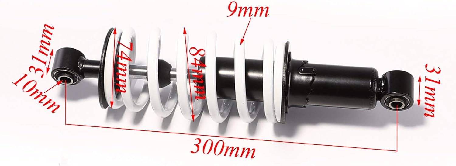 11.8" 300mm Rear Shock Absorber Suspension 750lbs for ATV Quad Buggy 4 Wheeler Go Kart Tricycle Golf Cart Pit Dirt Bike Taotao Coolster Kazuma Roketa
