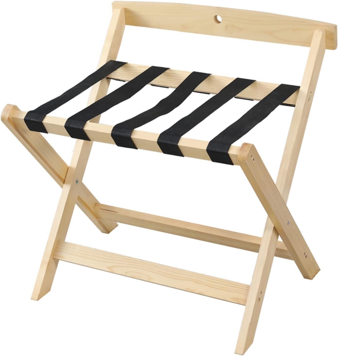 Porte-bagages pliable bois support valise dossier et pieds droits de lit