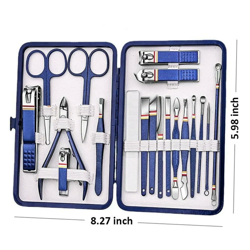 Zestaw 19 szt. /zestaw obcinaczy do paznokci ze stali nierdzewnej(Blue 19 Pcs)
