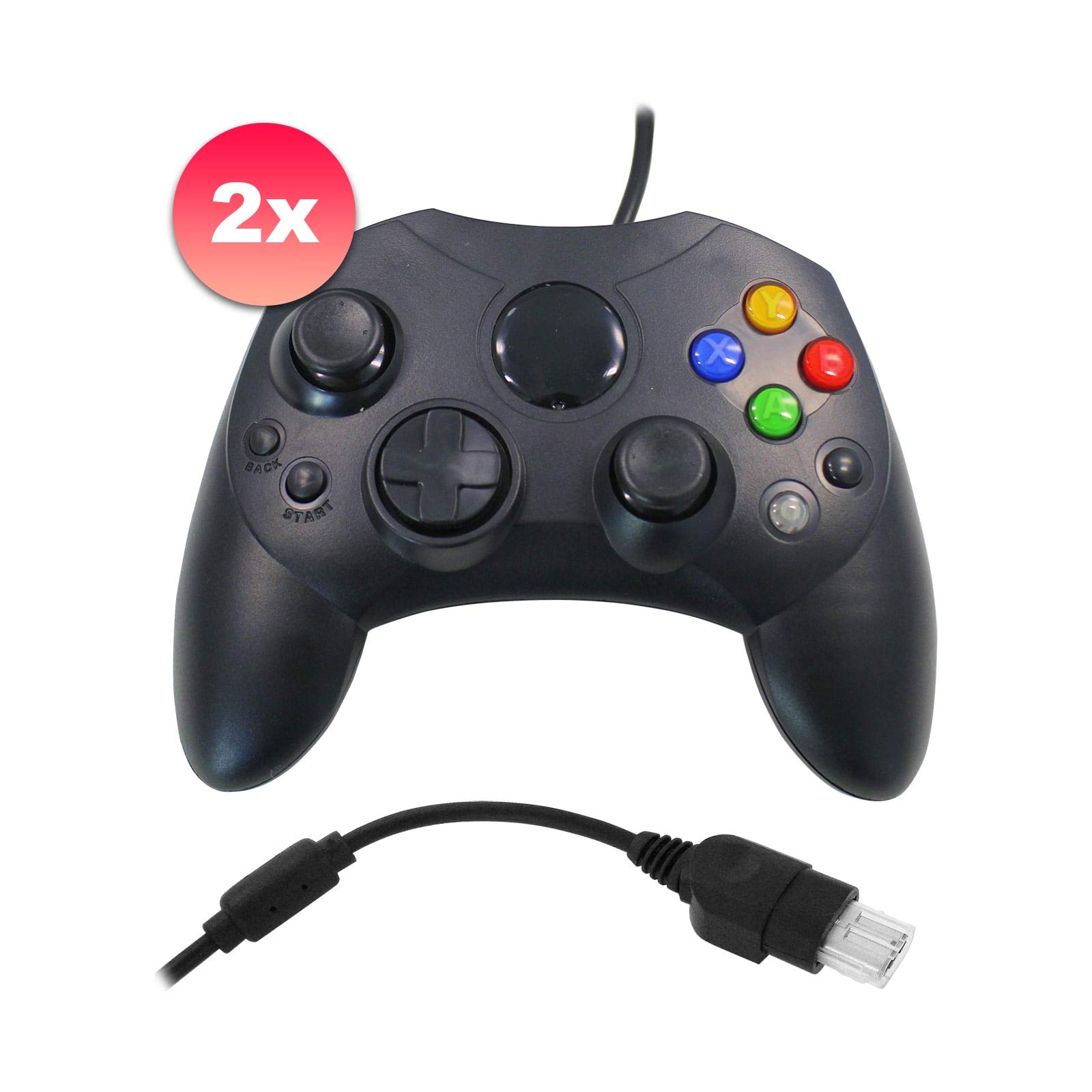 Eaxus® 2er Set Shock Gamepad Geeignet für Xbox Classic. Ergonomischer Controller für Original Xbox (2001). Nicht kompatibel mit Xbox 360 und Xbox One