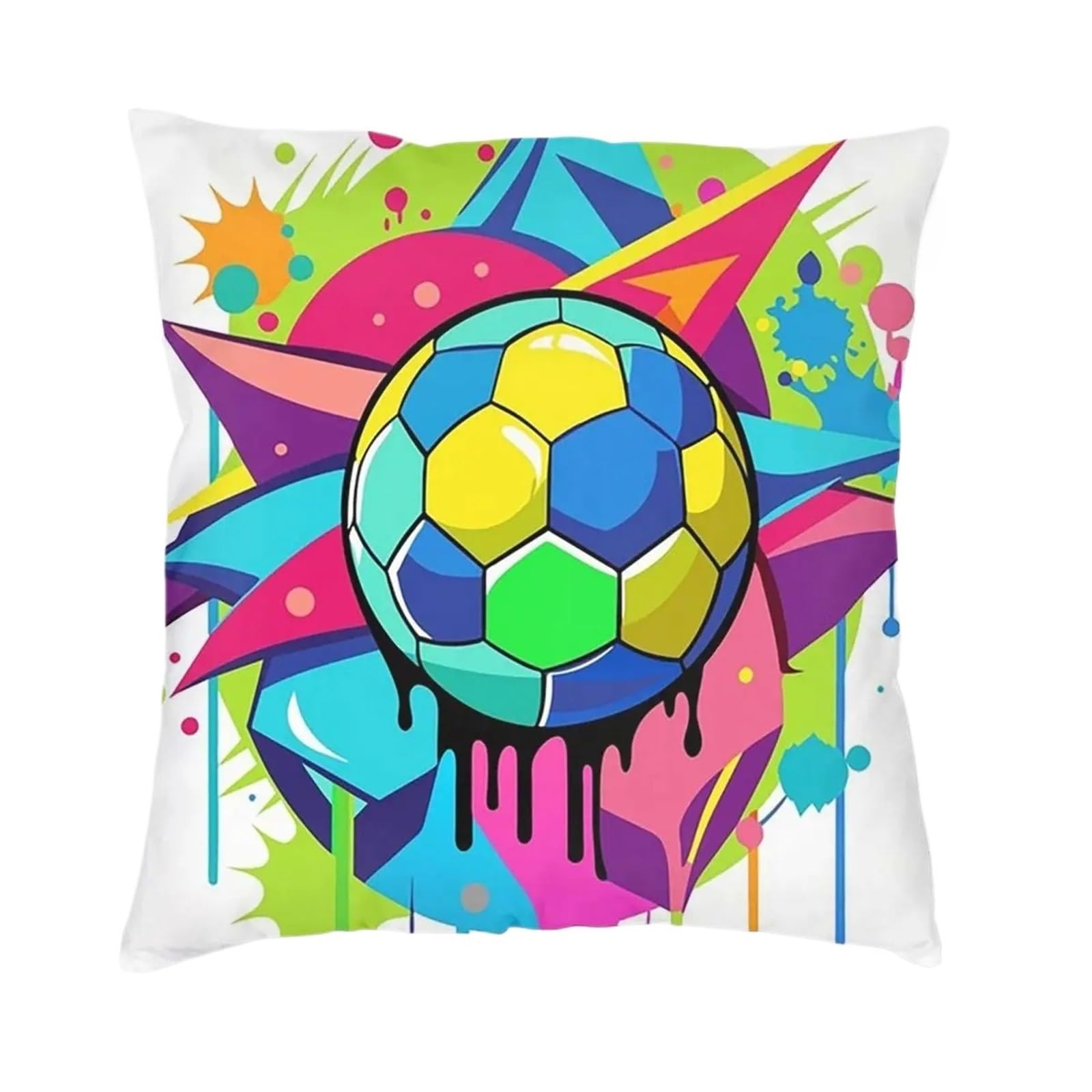 GIYXHU Football Pattern Square Pillow Cushion Decor Comfort Throw For Home Bedroom for Sofa(Color1)