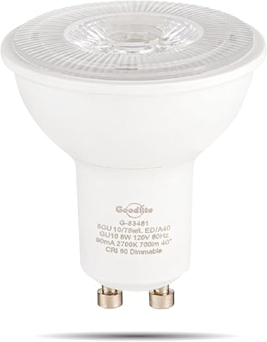 GOODLITE G-83481 - Bombillas LED GU10 de 8 W, equivalentes a bombillas halógenas de 75 W, regulables, 700 lm, blanco cálido, 2700 K, ángulo de haz