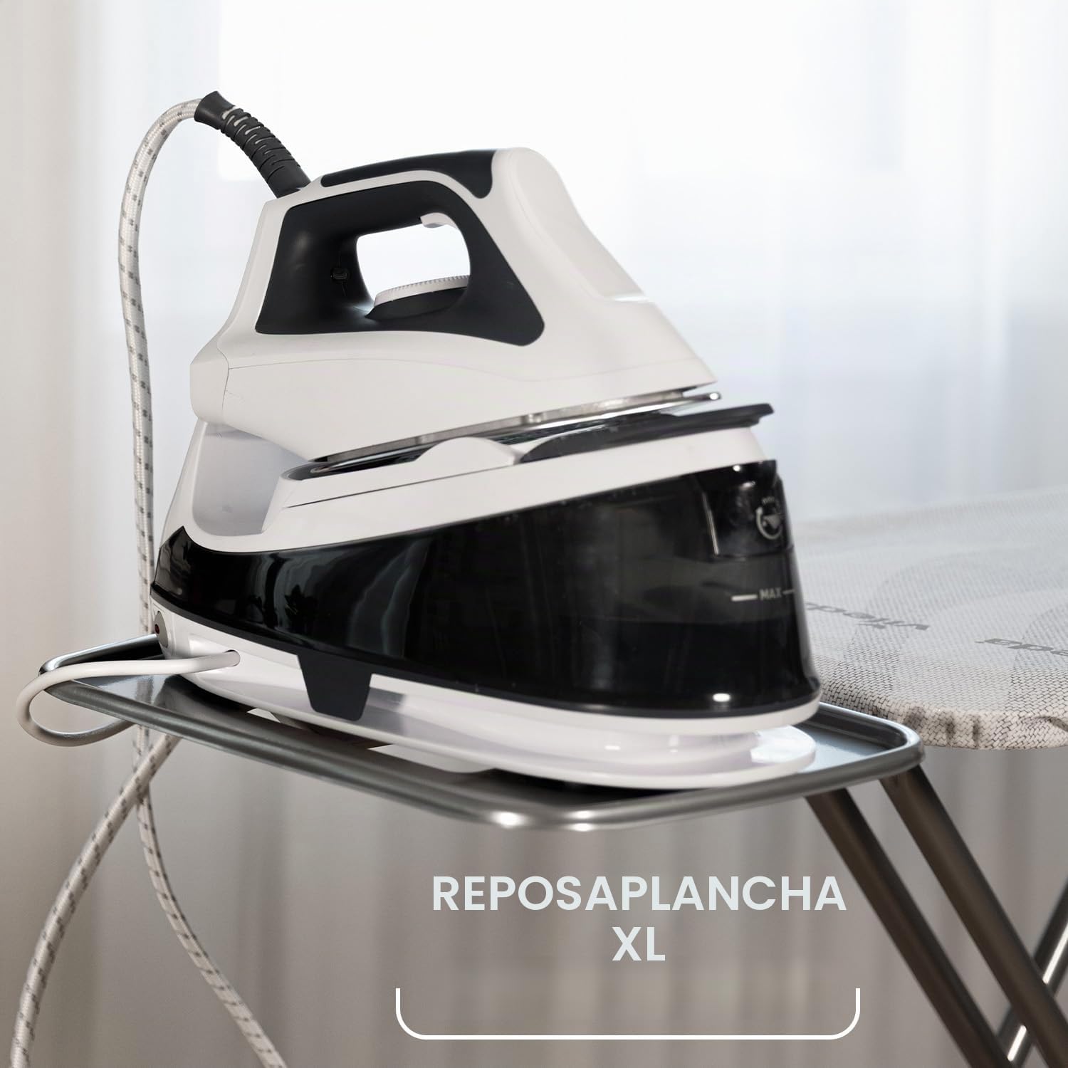 Vileda Total Reflect M - Tabla de Planchar con Soporte Antideslizante para Plancha | Incluye Funda con Acolchado de Esponja | Fácil de Transportar y Almacenar | 120x38 cm | Color Lila y Gris