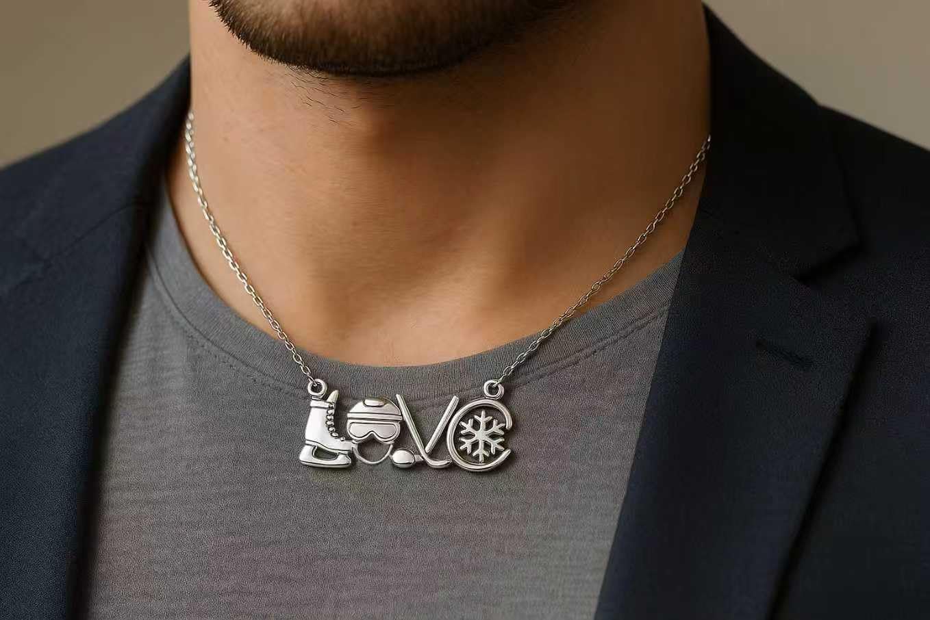 Hockey Gifts Hockey Necklace Hockey Stocking Stuffers Hockey Mom Gifts Hockey Accessories Silver Stainless Steel Ice Hockey Necklace for Men Women - Image 5