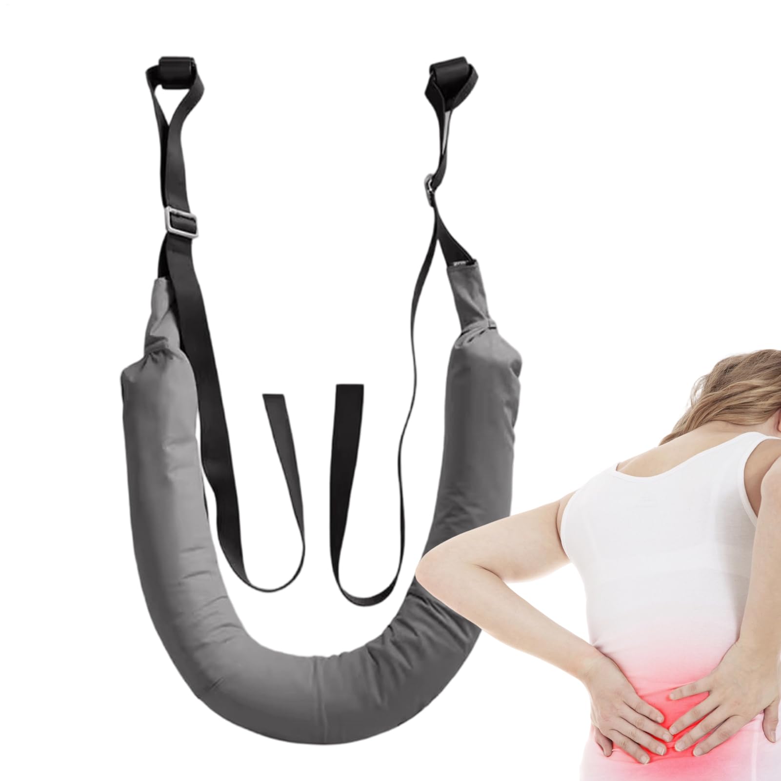Dispositivo de fortalecimiento muscular, cinturón estirador lumbar multifuncional, cinturón de tracción lumbar portátil, equipo de estiramiento de espalda, para hombres, mujeres, jóvenes, adolescentes