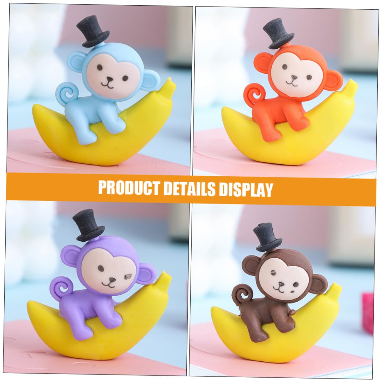 Gomme da Cancellare Gomme Divertenti e Creative a Forma di Banana e Scimmia 48 Pezzi in Materiale Tpr Colore Casuale per Studenti Uso Cancelleria Scolastica