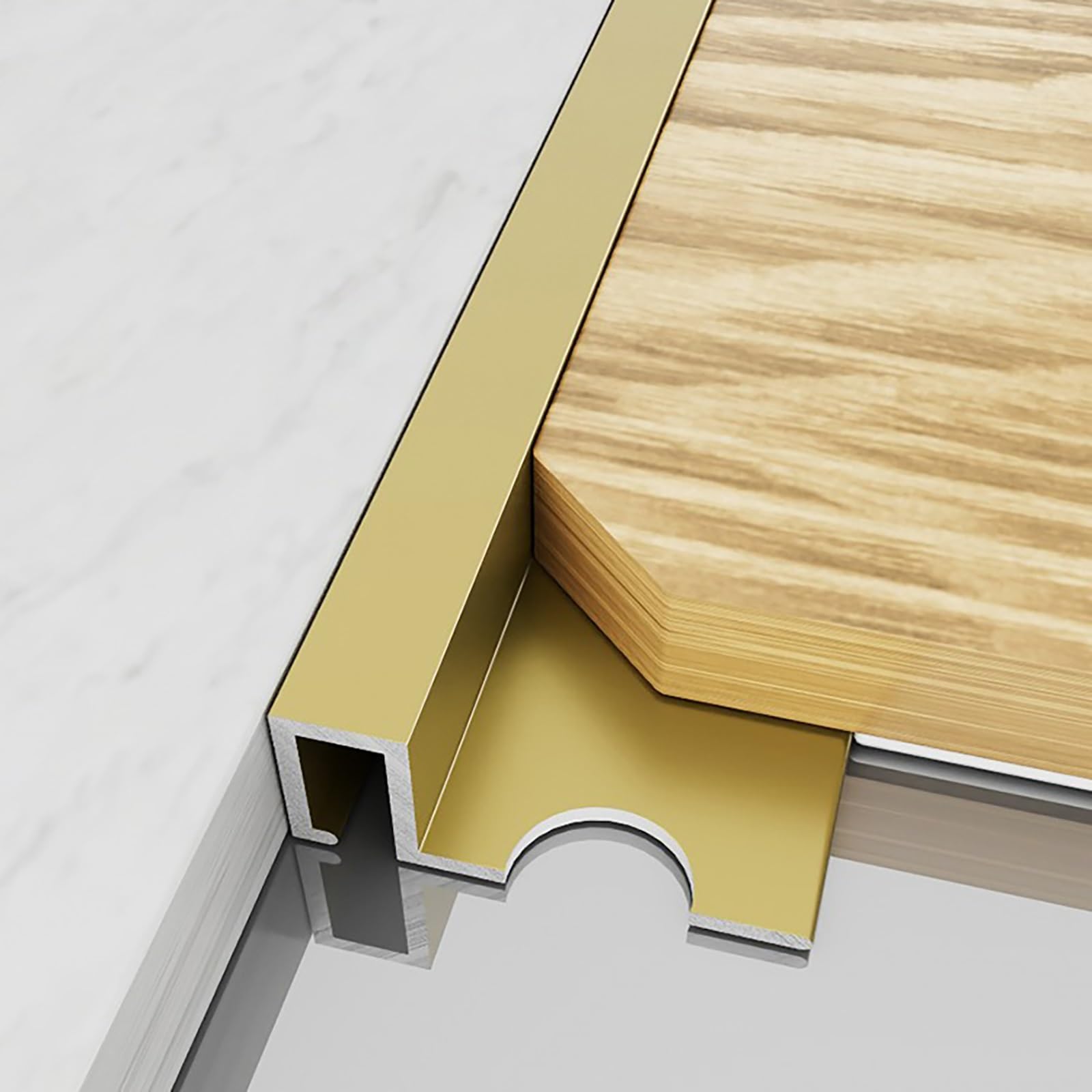 Perfil Angular para Baldosas 125 Cm* 2 Piezas Tira De Aluminio Anodizado Resistente Al Agua Y A La Humedad Perfil De Esquina para Bordes Limpios Y Acabado Sin Costuras(Gold,W:10MM)