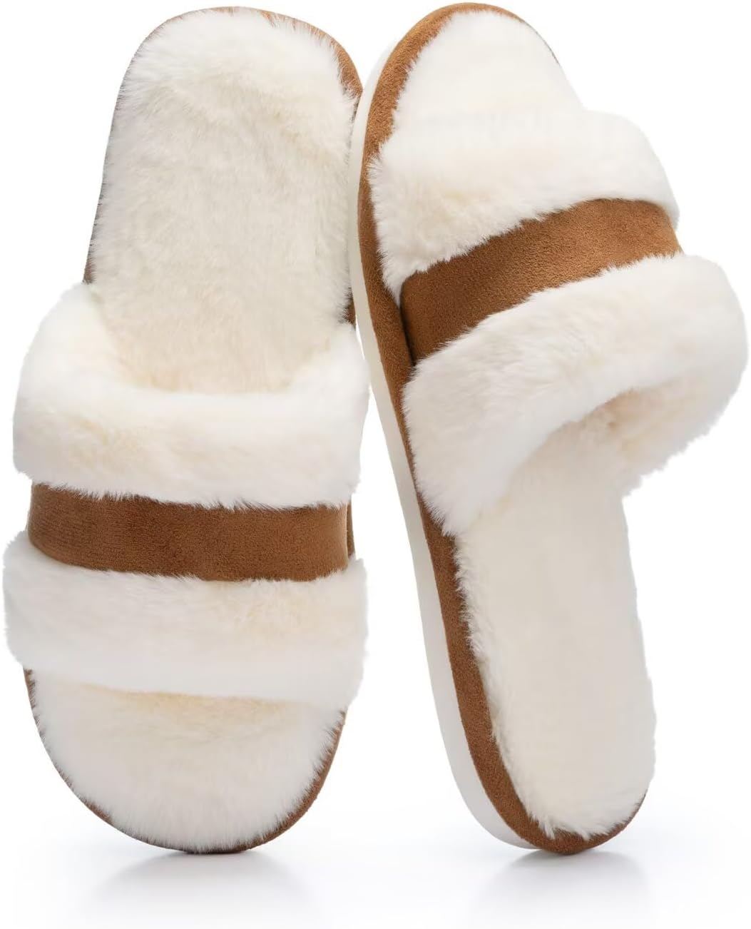 NineCiFun Pantuflas Mujer Fuzzy Vela Abierta Memory Foam Casa