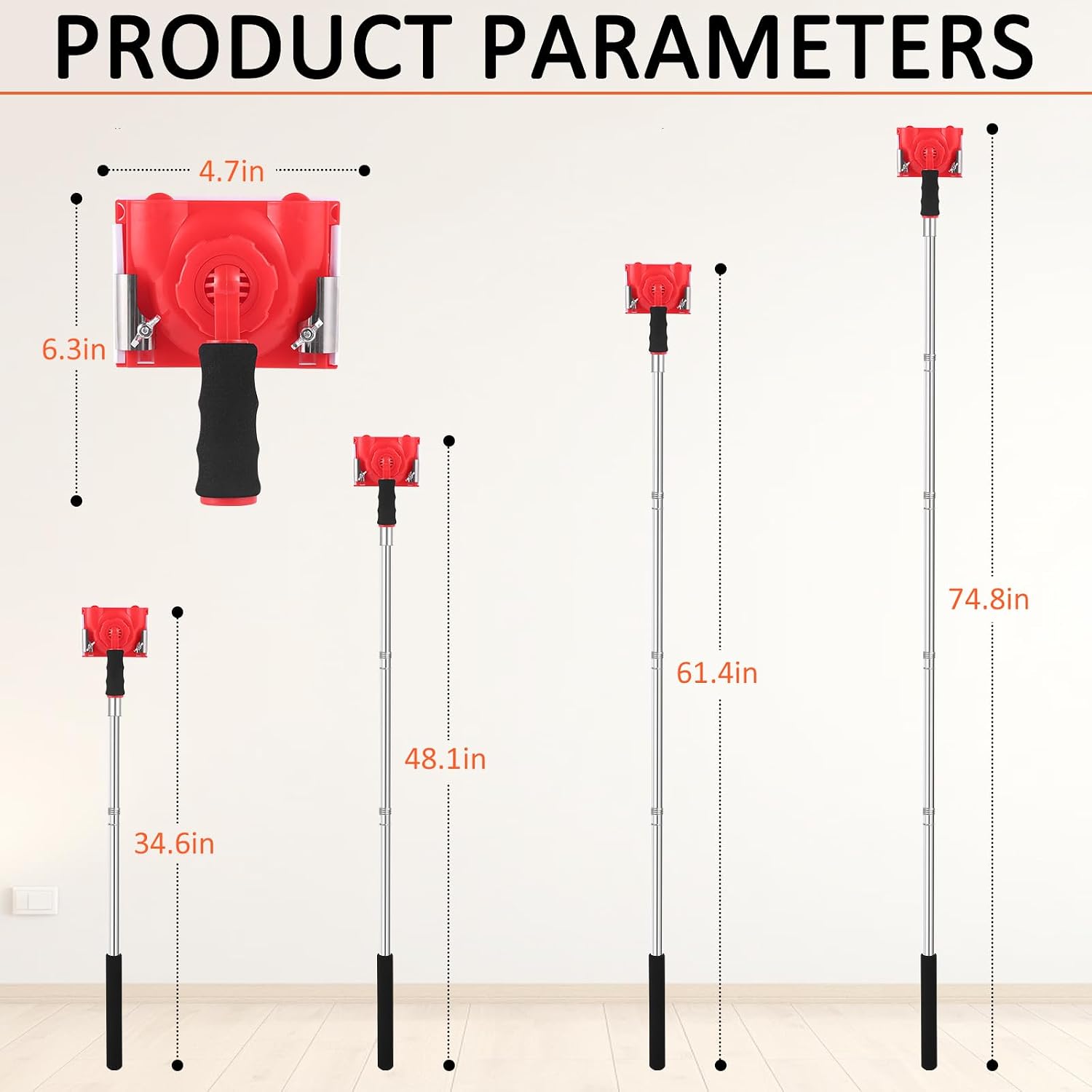 Paint Edger Tool for High Ceilings,with 78" Extension Paint Edge Trimmer | Adjustable Handle for Easy Wall, Ceiling & Corner Painting, Includes Replaceable Paint Pads, Professional Paint Edger