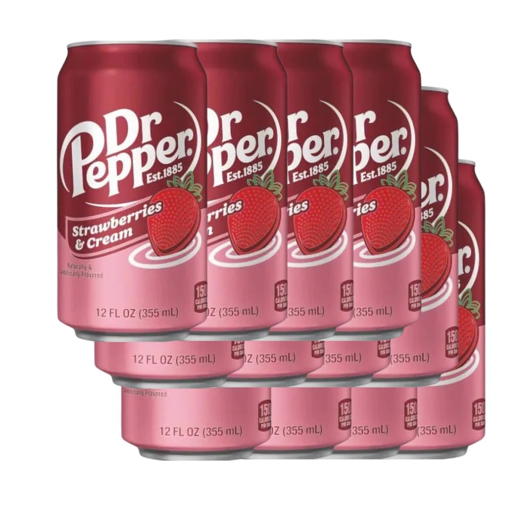 Dr. Pepper Strawberries & Cream Pack of 12 12   355ml Can - US Version - Includes Deposit