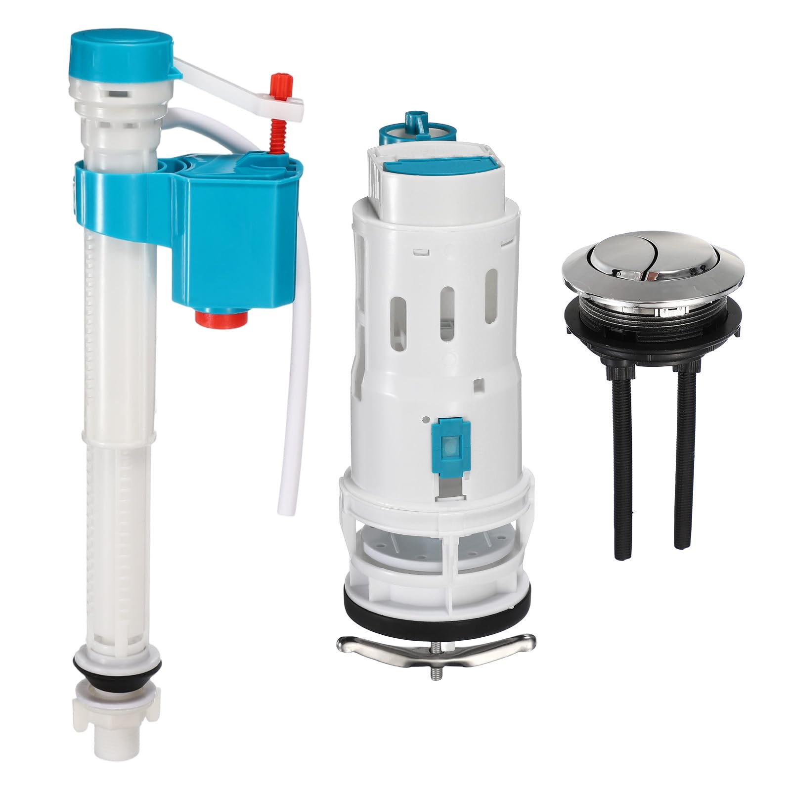 sourcing map Kit de réparation de valve de chasse d'eau double pour toilettes monobloc, comprend une valve de chasse d'eau de 7,6 cm, un bouton poussoir de filetage de 5,6 cm, une valve de remplissage
