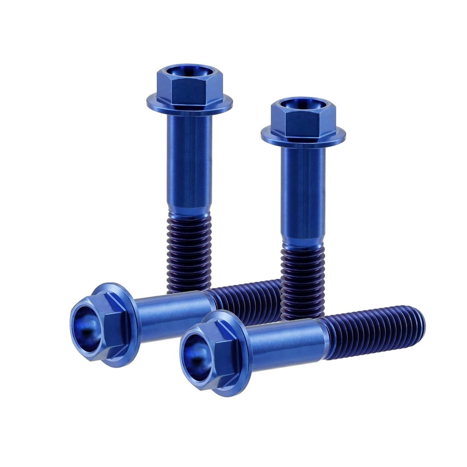 4Pcs Titanium Bolt M8 x 10 15 17 20 25 28 30 32 35 40 45 50 65mm, Pitch 1.25mm, Flanged Hex Head Bolts Allen Hex Socket Head Screw for Bicycle Motorcycle Car Modification Race Spec