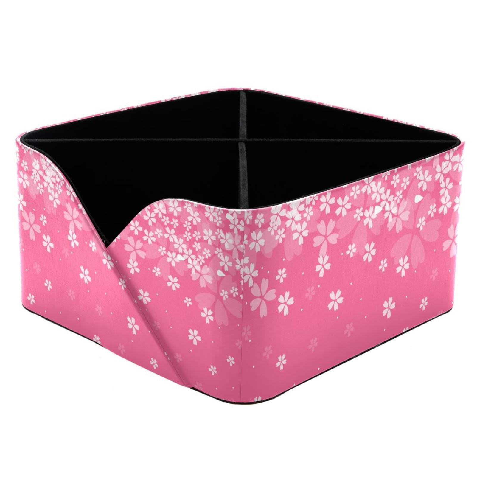 KengjuTesu Cherry Blossoms Pink Flowers Pattern Desktop Organizer Pen Holder, Rectangular Pencil Cup for Office, Study and Makeup Stations