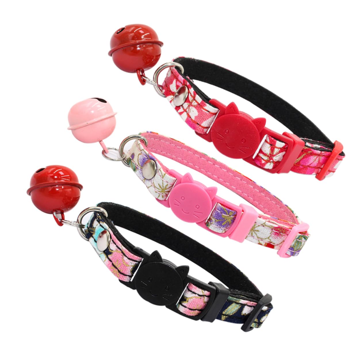 Kisangel Lot De 3 Colliers pour Chat Uniques De Style Adorables Colliers pour Animaux De Compagnie avec Et Clochette pour Chiens Et Chats Taille S Noir Et Rouge 3 Pièces X 3