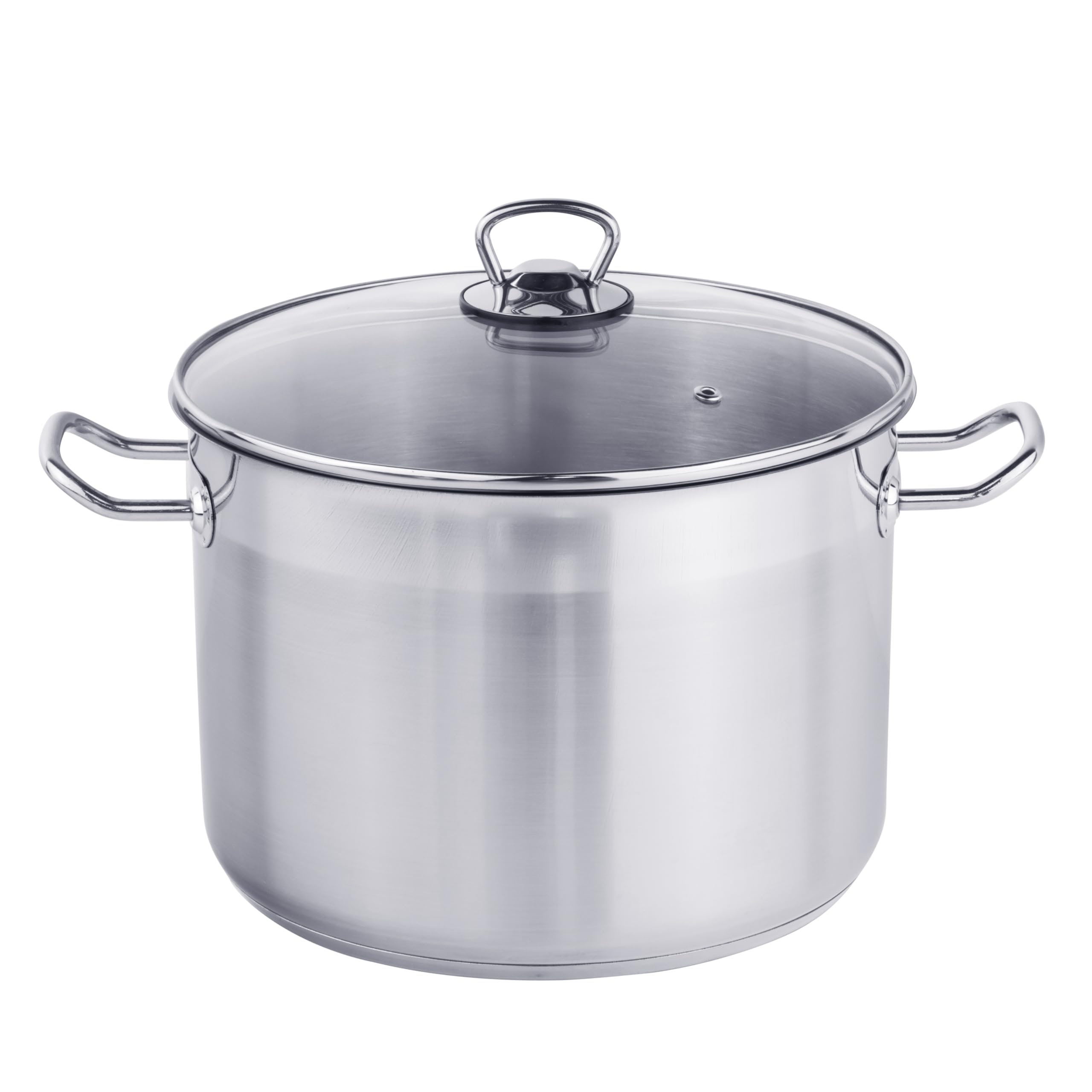 XL Profi Universalkochtopf Suppentopf Jumbotopf Ø 26x18cm, 10 Liter, ca. 2 kg, Silber - für alle Herdarten auch Induktion inkl. Glasdeckel