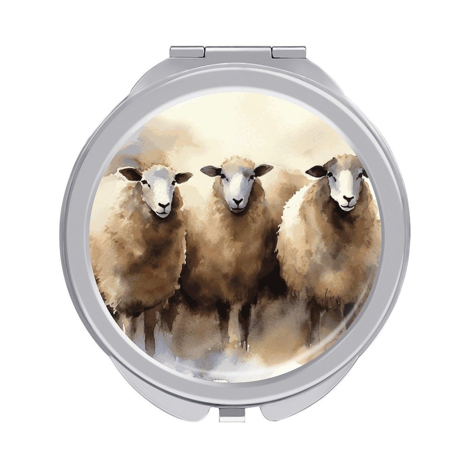 JTREHY Sheeps Watercolor Makeup Mirror Portable Folding Mirror Compact Travel Mirrors 2-Sided Round Pocket Mirrors Cute Handheld Beauty Mirror for Handbag Purse for Women Gift