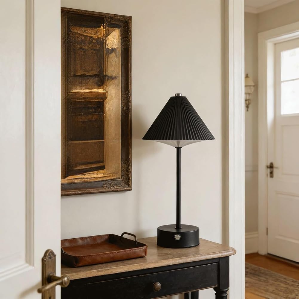 Lampada da Tavolo Touch Control Alimentata a Batteria Ricaricabile in Alluminio Lampada da Comodino Regolabile per Interni Illuminazione da Tavolo a Batteria Ricaricabile Senza Cavi,Grigio