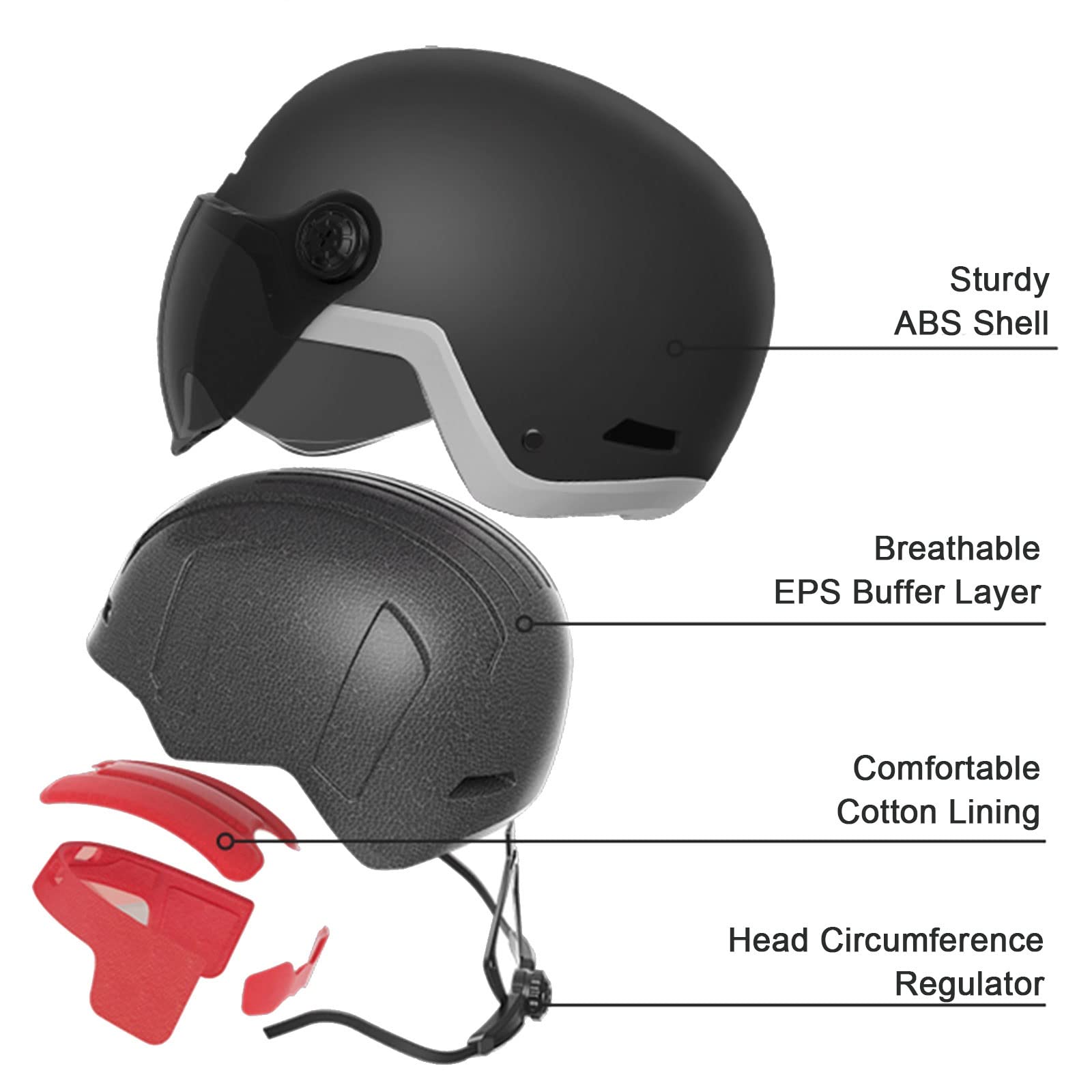 Halve motorhelm, vintage volwassenen open motorhelmen Baseballcap DOT goedgekeurde jethelm in Duitse stijl voor chopper bromfiets scootermotor elektrisch (Color : B, Size : M=57-58cm