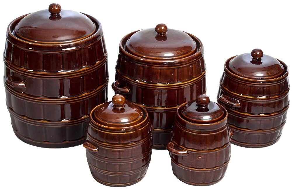 Sauerkrauttopf Keramikfass Einlegetopf Gurkentopf Tontopf Steinguttopf Gärtopf Keramiktopf Steingut (3,2 Liter)
