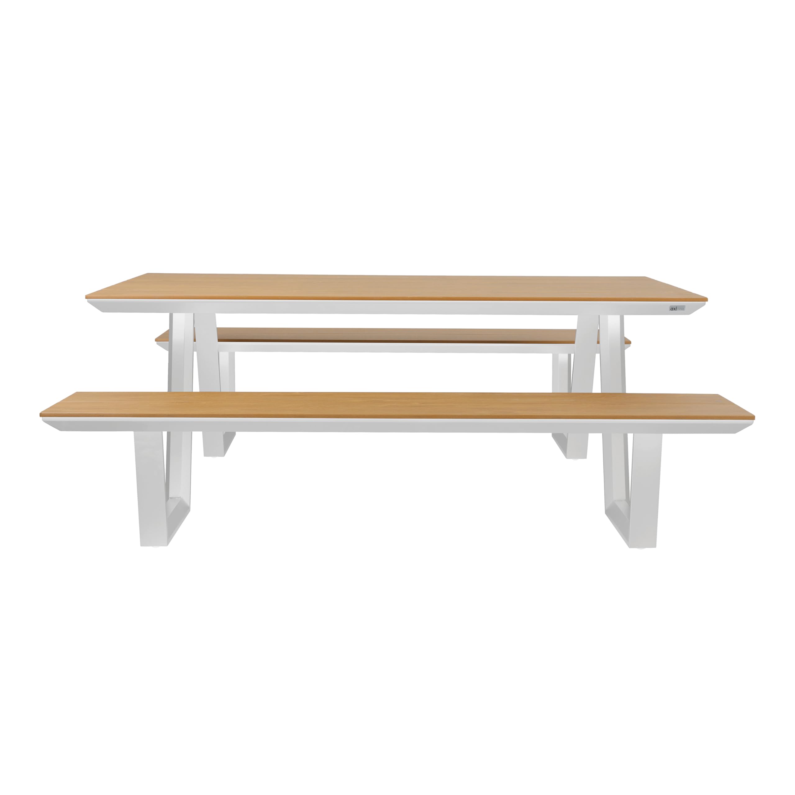 AXI Nori Table De Pique-Nique en Teck, Blanche pour 6 Personnes - 200 X 190 Cm | Table De Jardin/Banc Extérieur pour Adultes en Aluminium & Polywood