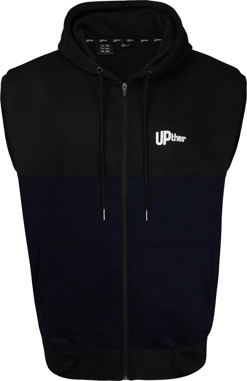 Uptheir Men's Rocco Zip Through Hooded Gilet - Navy Black (UK, Alpha, L, Regular, Regular)