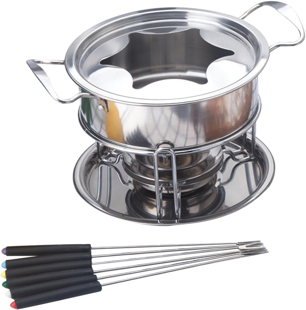 10-piece Fondue Set Melting Pot for Meltable Chocolate Cheese Fondue Style Stainless Steel Easy to Use