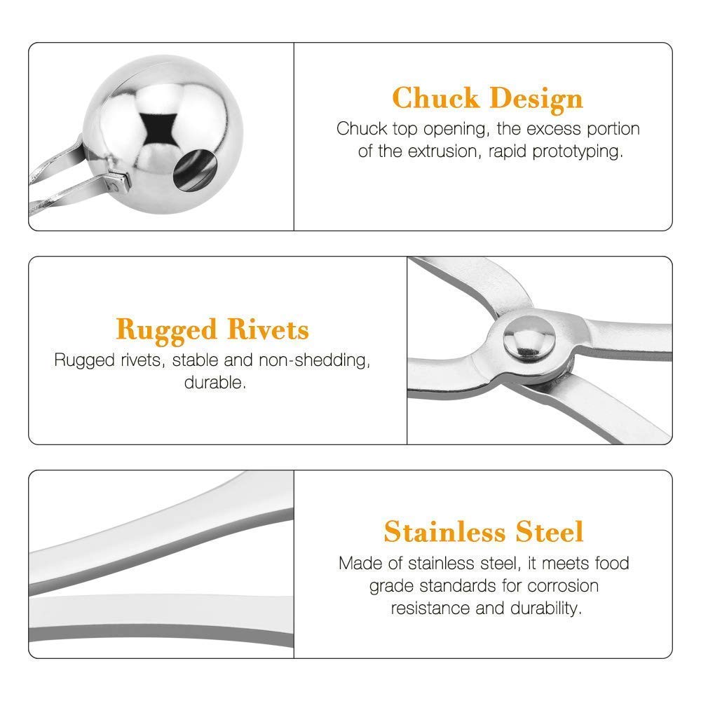 TERXA Stainless Steel Meat Ball Maker, Cake Pop Maker, Melon Baller Meatball Maker Non Stick Spoon New Steel Meat Balls Fish Rice Ball, Cookie Dough Scoop for Kitchen (Silver) 3