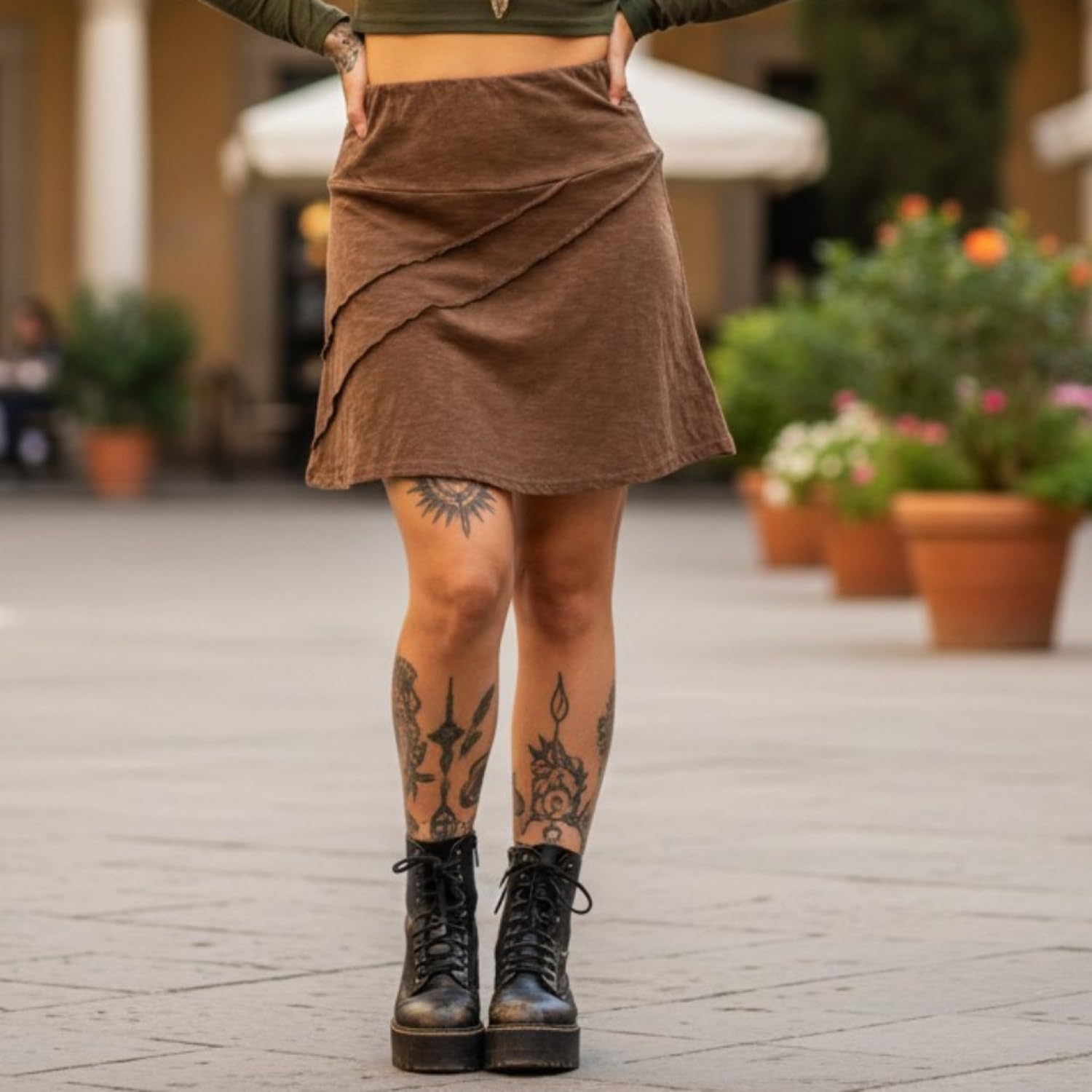 GURU SHOP Minifalda cómoda de algodón para mujer