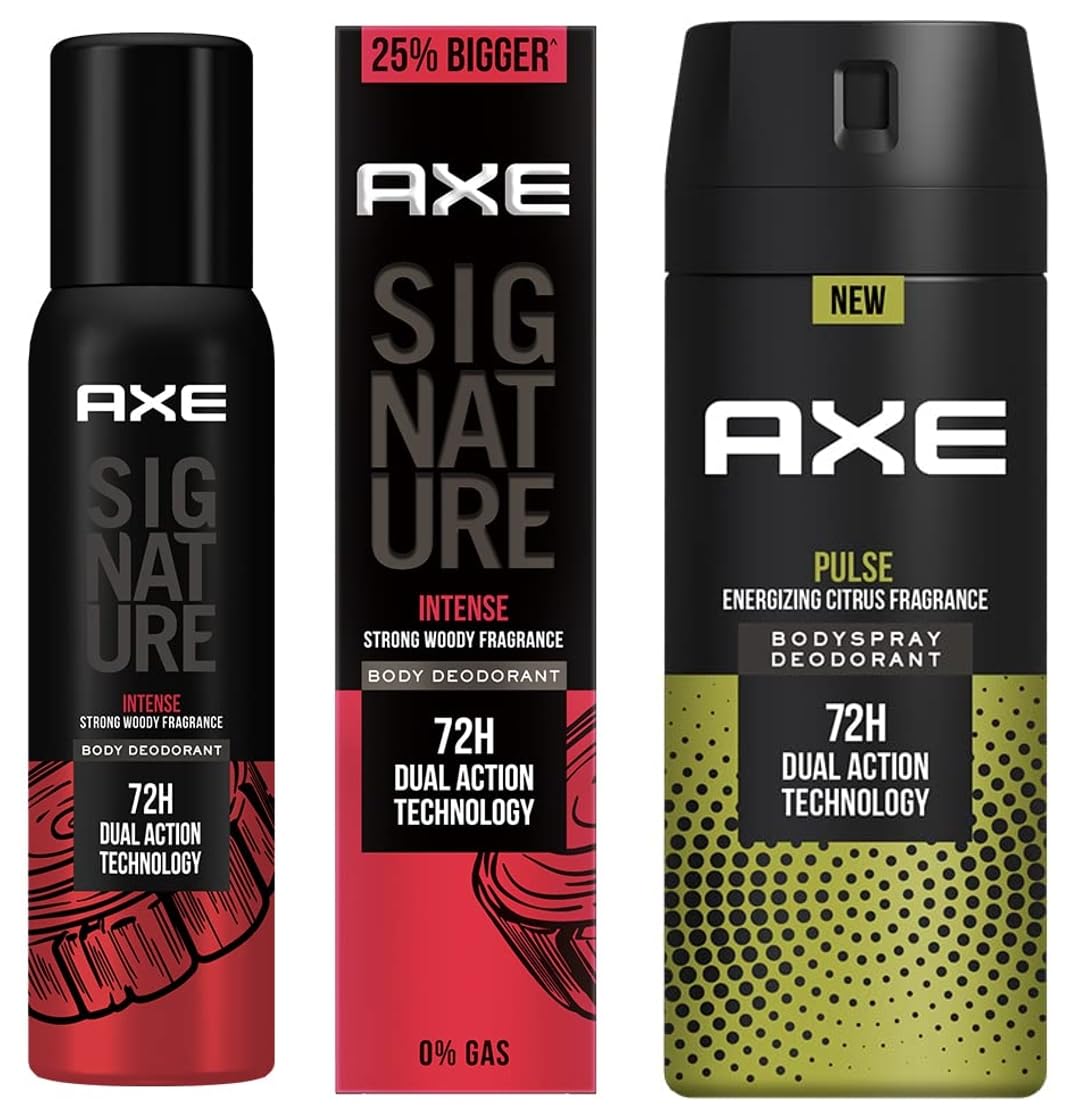 Signature Intense Long Lasting No Gas Body Deodorant for Men 154ml and Pulse Long Lasting Deodorant Body Spray for Men 150ml