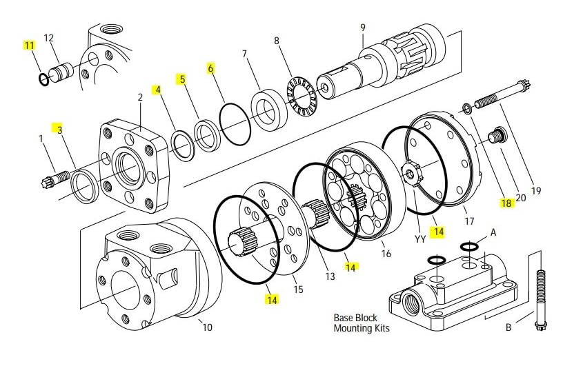 Image of HOLDWELL Hydraulic Motor Seal Kit Compatible with Eaton 60539-000 Char-Lynn 60539 103(S) Series 009 010