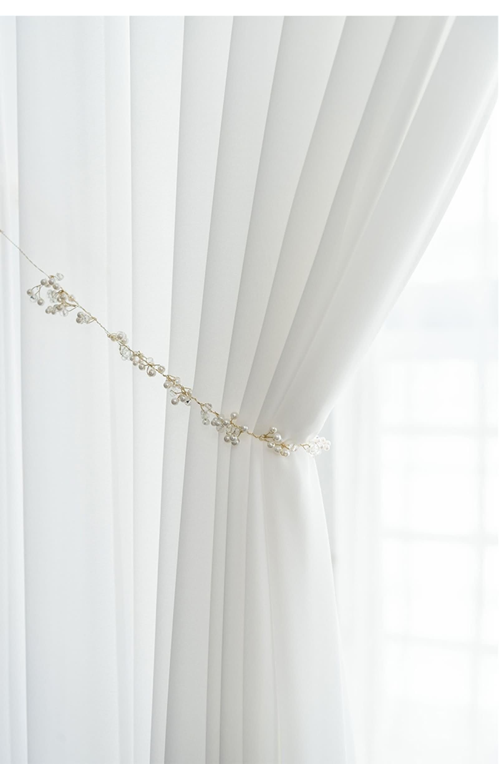 Rideaux Fenetre Voilage, Rideau Boheme Couleur Unie Blanc Voilage Fenetre Vintage Fil Lot de 2 107x244cm