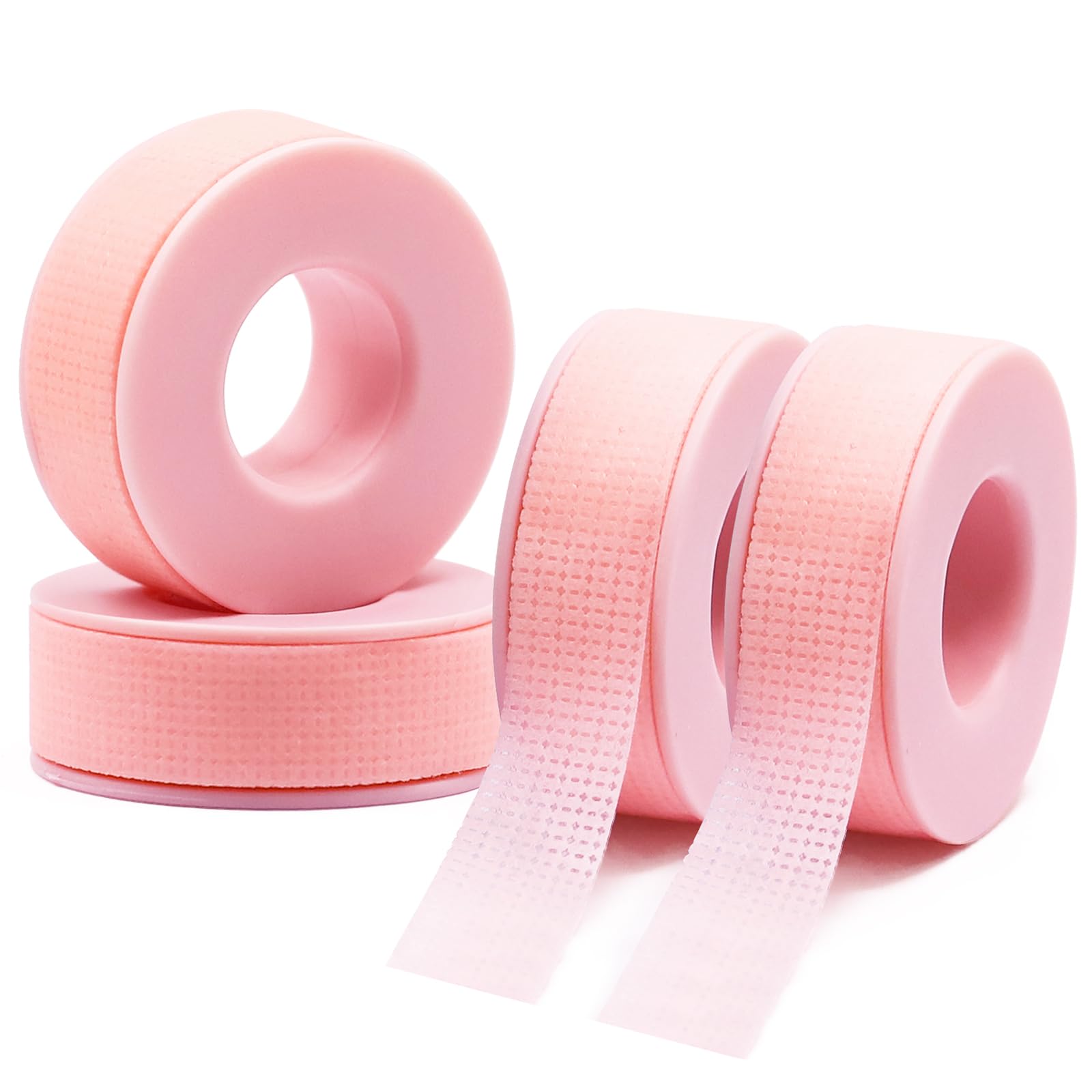 Miuffue Lash Tape, Sticky Silicone Adhesive Pain-Free Removal Eyelash Tape, Pink Sensitive Breathable Lash Tech Supplies, Medical Micro-Porous Eyelash