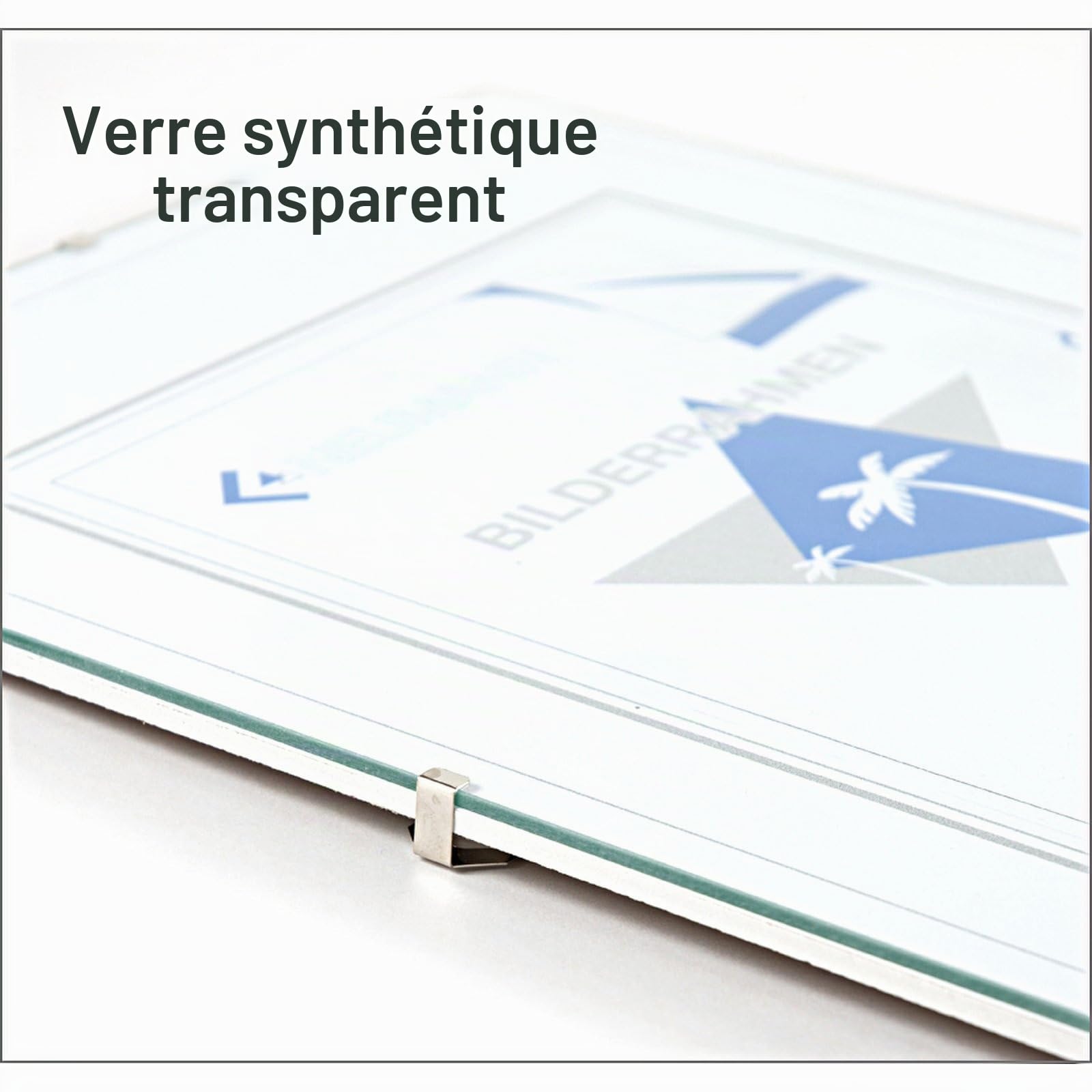 Neumann Bilderrahmen sous Verre 50x50 sans Cadre, Cadre a Clip, Verre en polystyrene