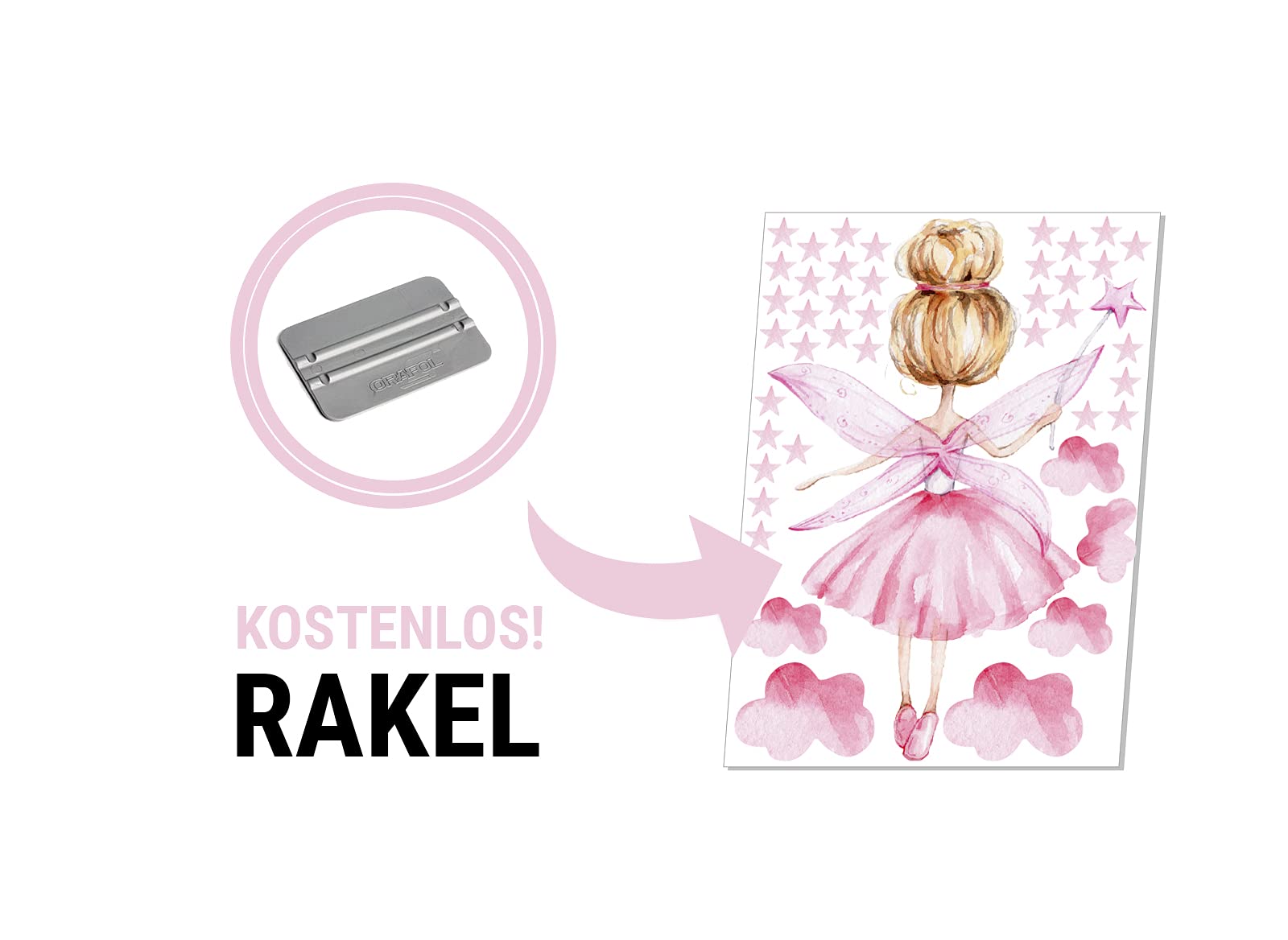tatuaż ścienny, wróżka, chmury, gwiazdy, czarodziejska różdżka, obraz dla dzieci, chłopca, do pokoju dziecięcego, dziewczynki, naklejka ścienna, 170 x 160 cm, os6600