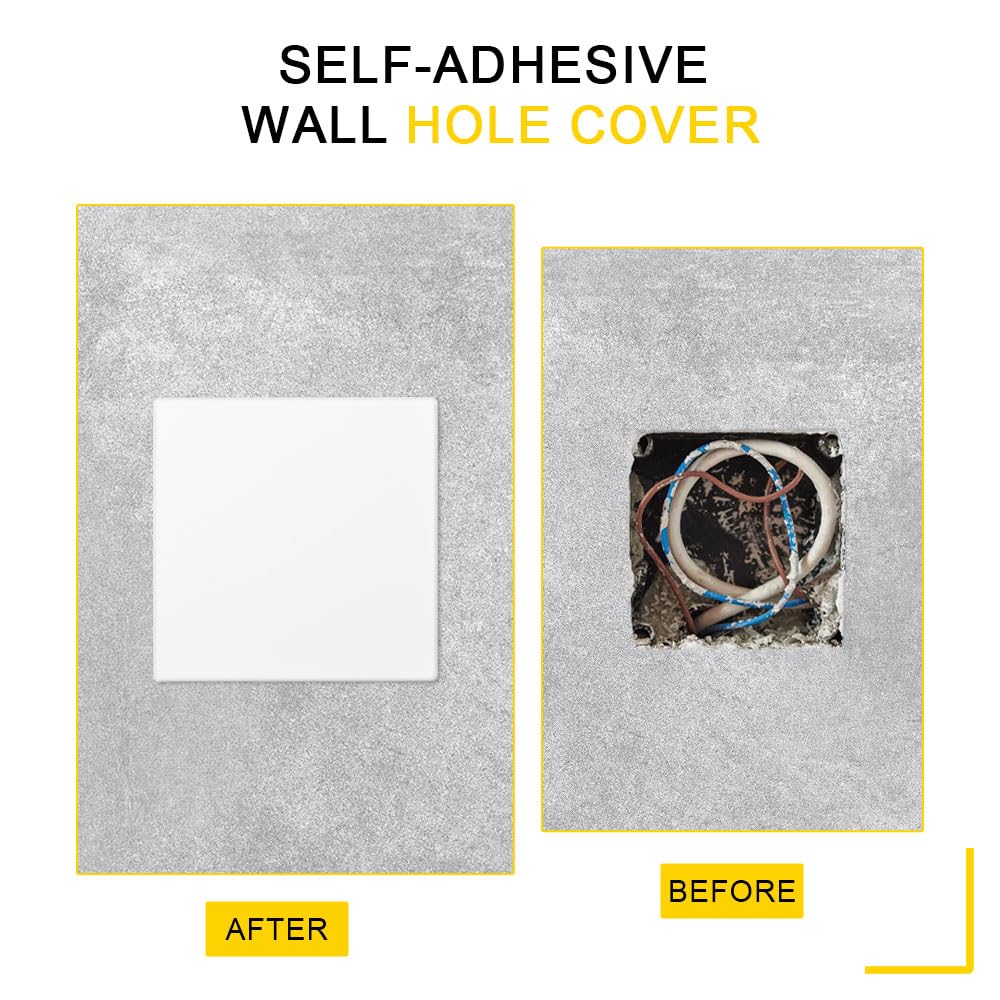 2 copriprese autoadesive da incasso, 86 × 86 mm in plastica bianca, coperture elettriche per prese o interruttori inutilizzati