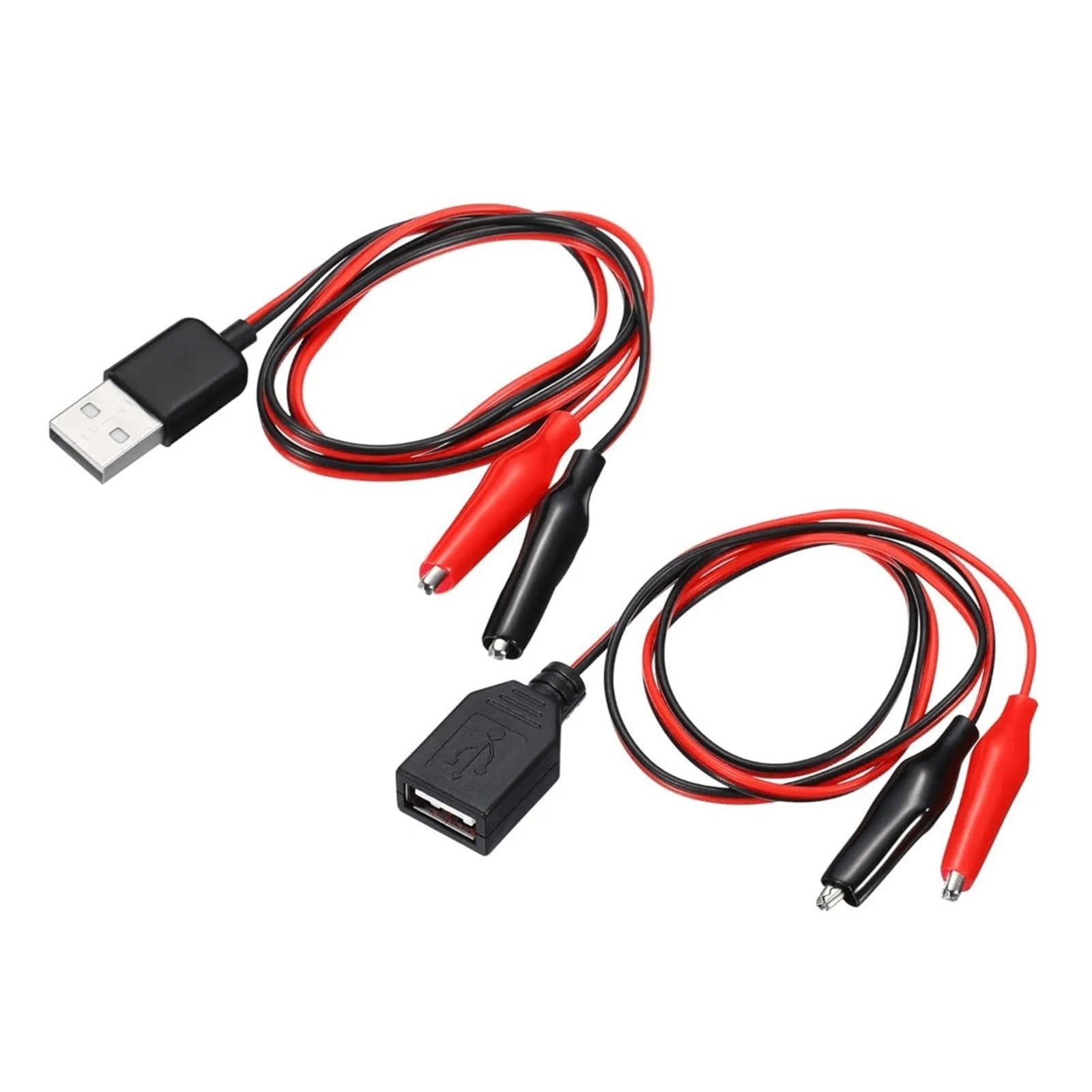 USB A do Crocodile Clip Test Cable 58 cm Red Black 2-Pack