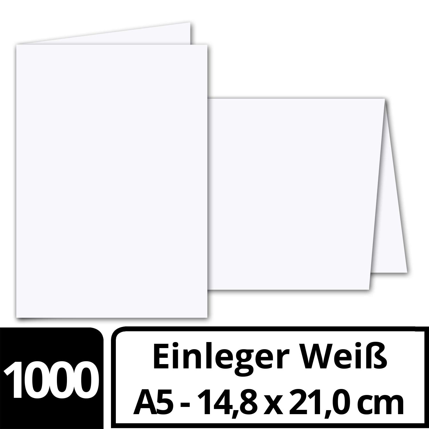 1000x faltbares Einlege-Papier für DIN A5 Doppelkarten - hochweiß - 297 x 210 mm (210 x 148 mm gefaltet) - ideal zum Bedrucken mit Tinte und Laser - hochwertig mattes Papier von GUSTAV NEUSER