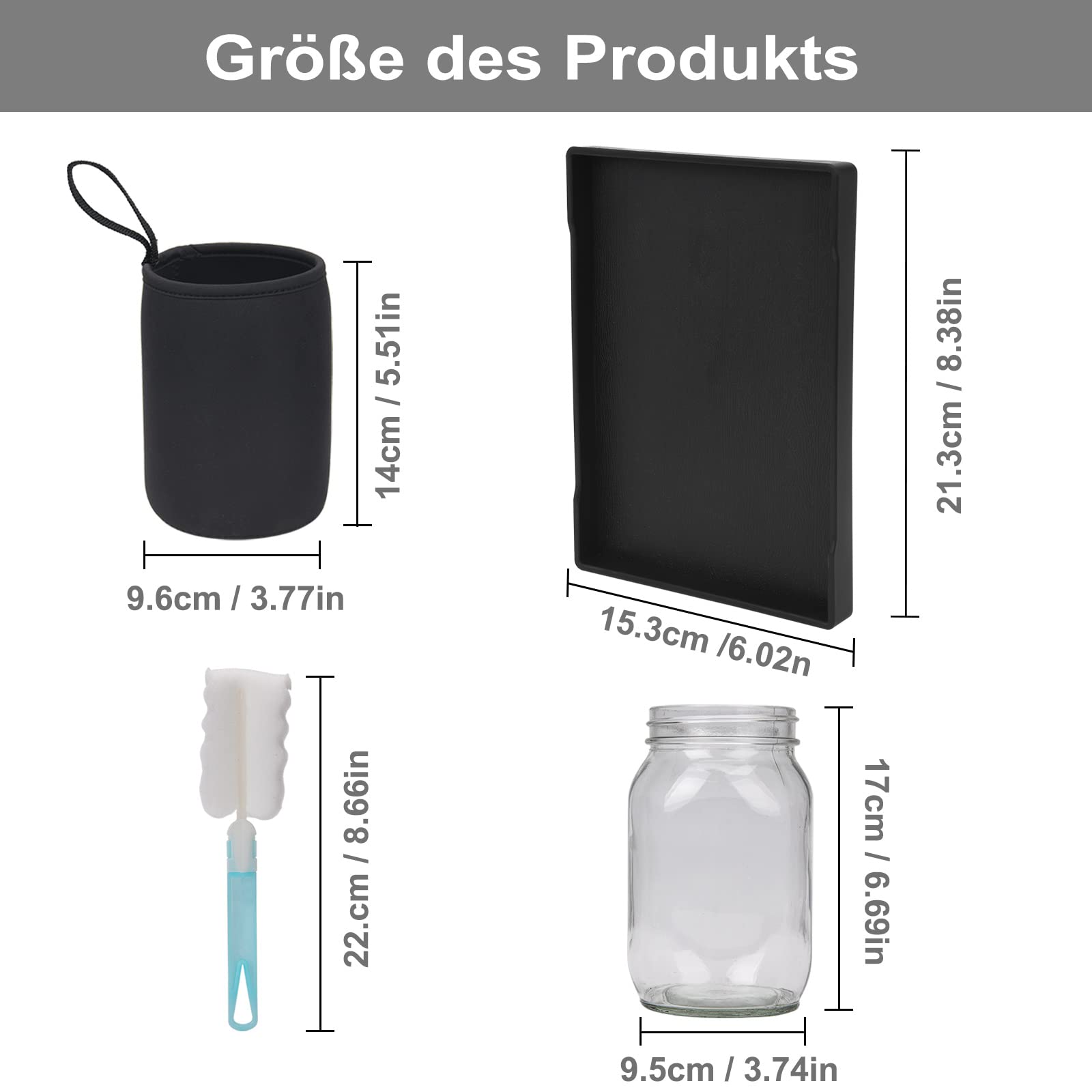 Kit De Germination 2 Bocaux 1000ml - Avec Couvercles Inox, Support Et Plateau, Pour Graines Brocoli, Luzerne, Lentilles
