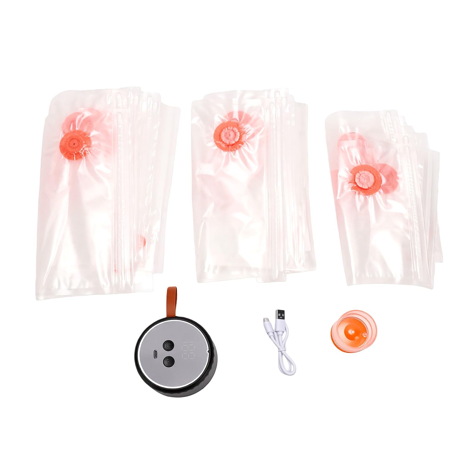 ViaGasaFamido Máquina de Sellado Al Vacío Mason Jar Portátil y Versátil para Almacenamiento de Alimentos con 20 Bolsas de Vacío Incluidas
