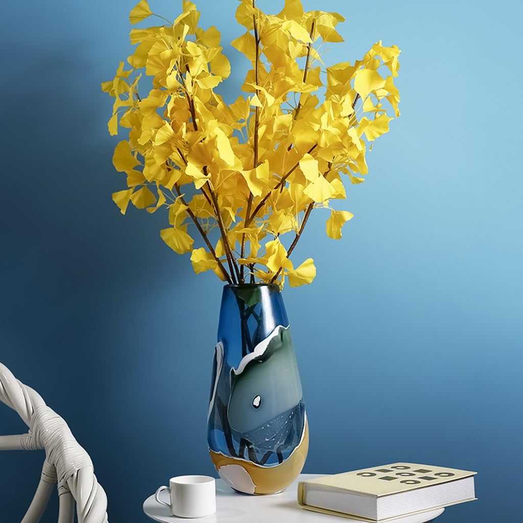 Vase à Fleurs Vase en Verre Bleu créatif, décoration Moderne for Salon, Table à thé, Bureau, hydroponique, Arrangement Floral hydroponique, Bouteille décorative Vases