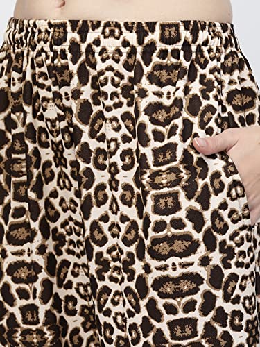 Image of UZARUS Women's Animal Print Tie-Dye Strechable Capri 3 /4th Shorts