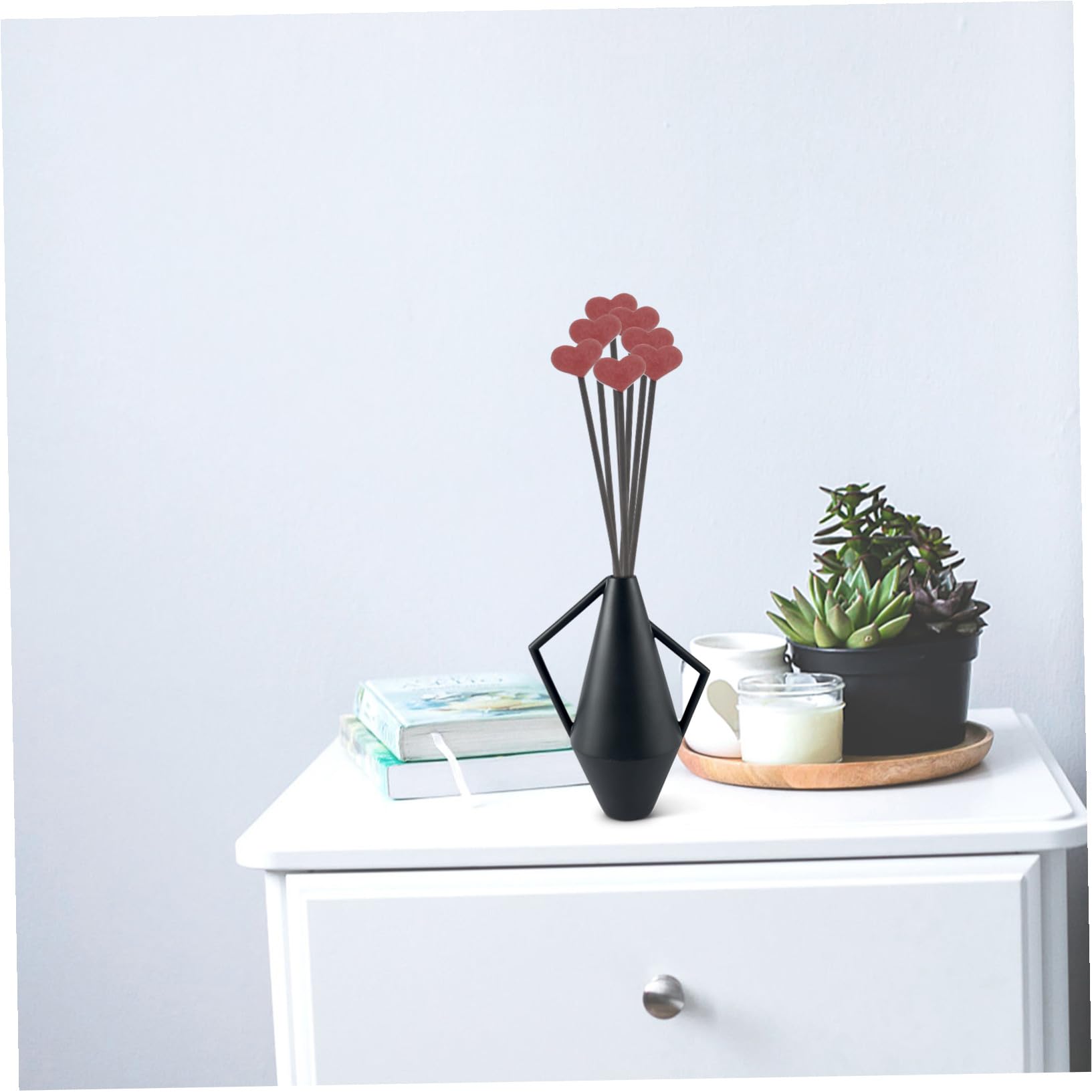 Bâtonnets Diffuseur Parfum Cœur Bois Rouges 12 Pièces Décor