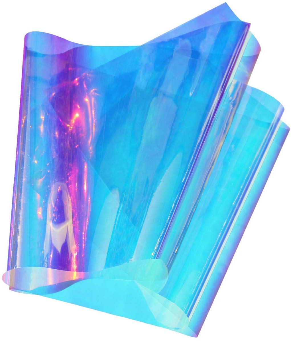 Holographic Decorative Iridescent Window Film Adhesive Glass Film Chameleon Rainbow Effect for Home Decal DIY Christmas Party Decoration, 35.4Inch x 33Feet, Cool Color