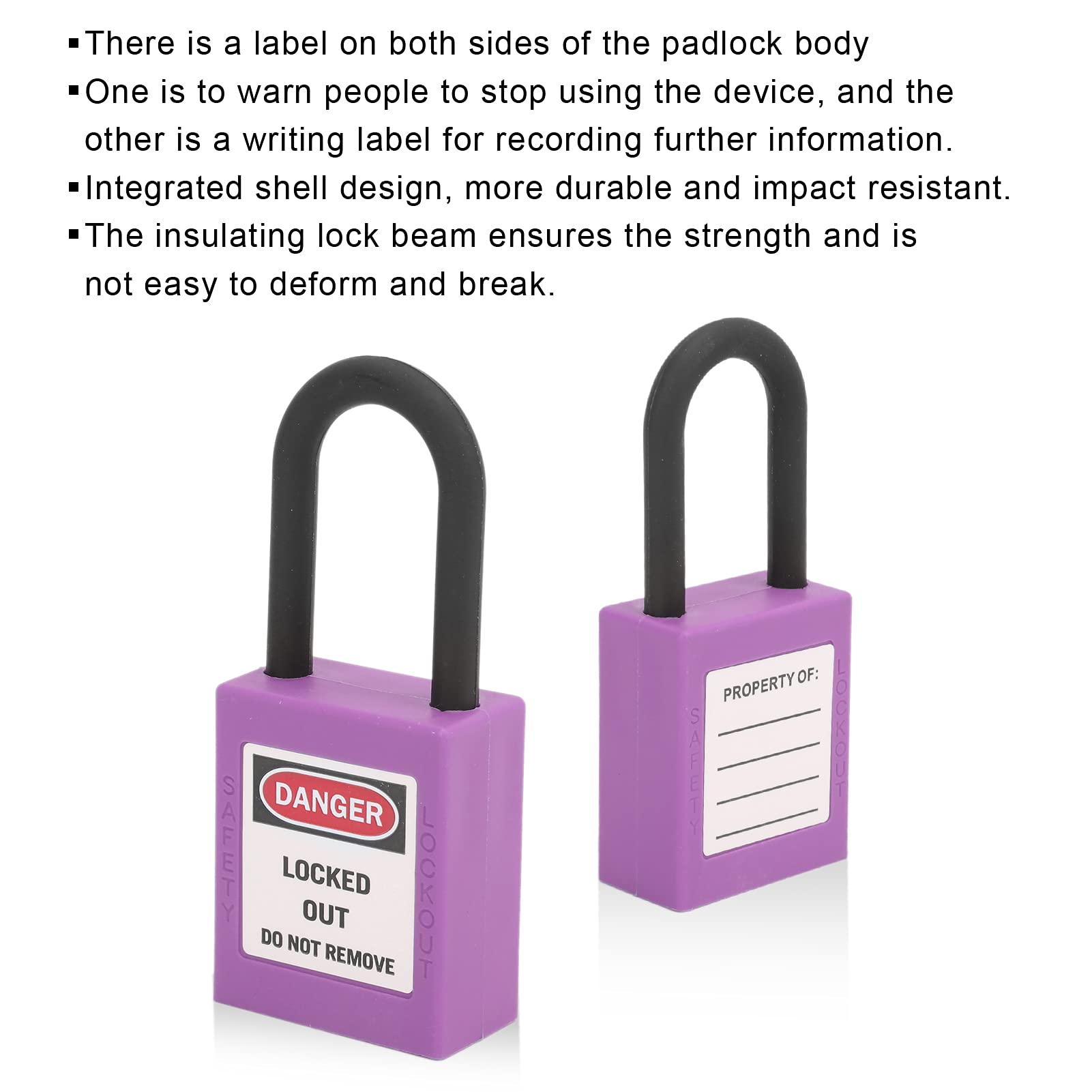 Cocoarm Juego de 10 Candados de Seguridad con Aislamiento de Ingeniería, Bloqueo de Seguridad de 38 Mm/1,5 Pulgadas, para Aplicaciones de Bloqueo en Interiores y Exteriores (PURPLE)