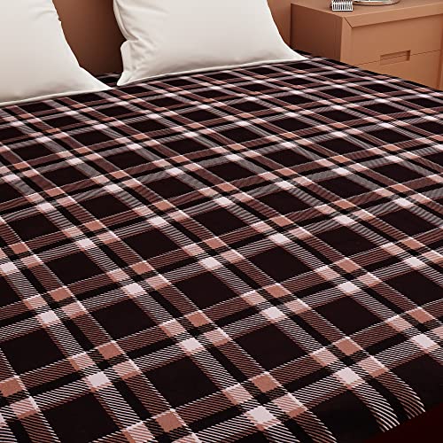Image of Dream Care Waterproof Fitted Terry Cloth Printed Mattress Protector for King Size Bed with Elastic Strap - 75 inchX72 inch, Brown