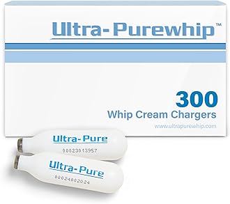 Ultra-Purewhip N2O Cream Chargers, 8g Premium Stainless Steel Cartridges for Major Whip Dispensers, Pure and Flavor Neutral with Long Shelf Life, 300 Pack